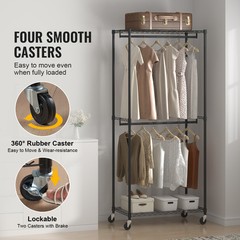 VEVOR Clothes Rack Heavy Duty Clothing Garment Rack Double Hanging Rods 300 lbs