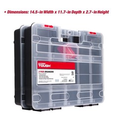 Hyper Tough 2-Pack Organizer, Stackable Plastic With 8 Movable Dividers,93512638