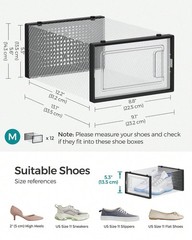 12 Pack Clear Stackable Shoe Storage Boxes Plastic Organizer Dustproof Container