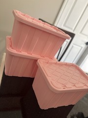 Pink Teeny Tiny Tote Mini Storage Container With Lids SET OF 3 NEW