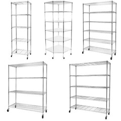 Heavy Duty 6 Tier Adjustable Wire Shelving Unit NSF Metal Shelf Rack with Wheels
