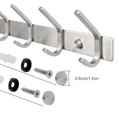 WEBI Heavy Duty Silver Metal Wall Mounted Coat Hook Rack, 4 Traditional Hooks