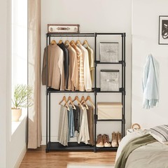 SONGMICS Portable Closet, Freestanding Clothes Rack with Shelves, Black