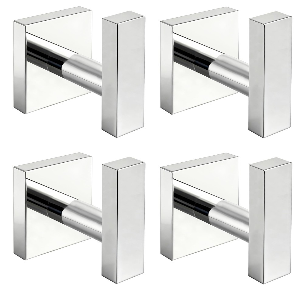 Polished Chrome Stainless Heavy Duty Square Towel Robe Hook 4 PCS