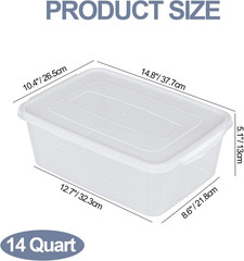 4 Pack Clear Latching Storage Bins – 14 Quart Plastic Containers with Lids