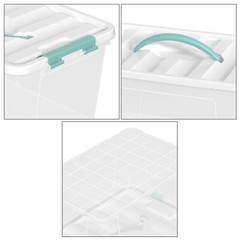 Idotry Stackable Plastic Tote Box Storage Containers Bin 14 Quart, Green Latches
