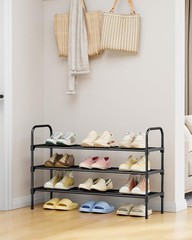 Shoe Rack 3-Tier Space-Saving Shoe Organizer & Shoe Shelf W/ Handle Easy