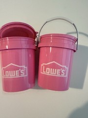 Lowes Original (2) Pink Mini Buckets W/Lids **Rare** Damaged**