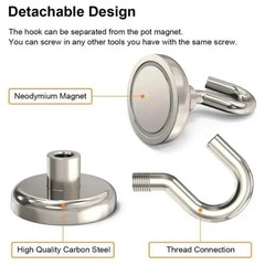 10 Pack Dia Strong Magnetic Hook Hanger Neodymium Clamping Magnet Hooks 2kg, 8kg