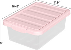 Stylish 14 Quart Clear Storage Boxes with Pink Lids – Set of 2