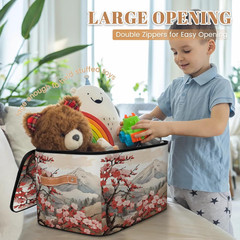 Cherry Blossom Storage Bins with Zipper Lid – Foldable Clothes Organizer