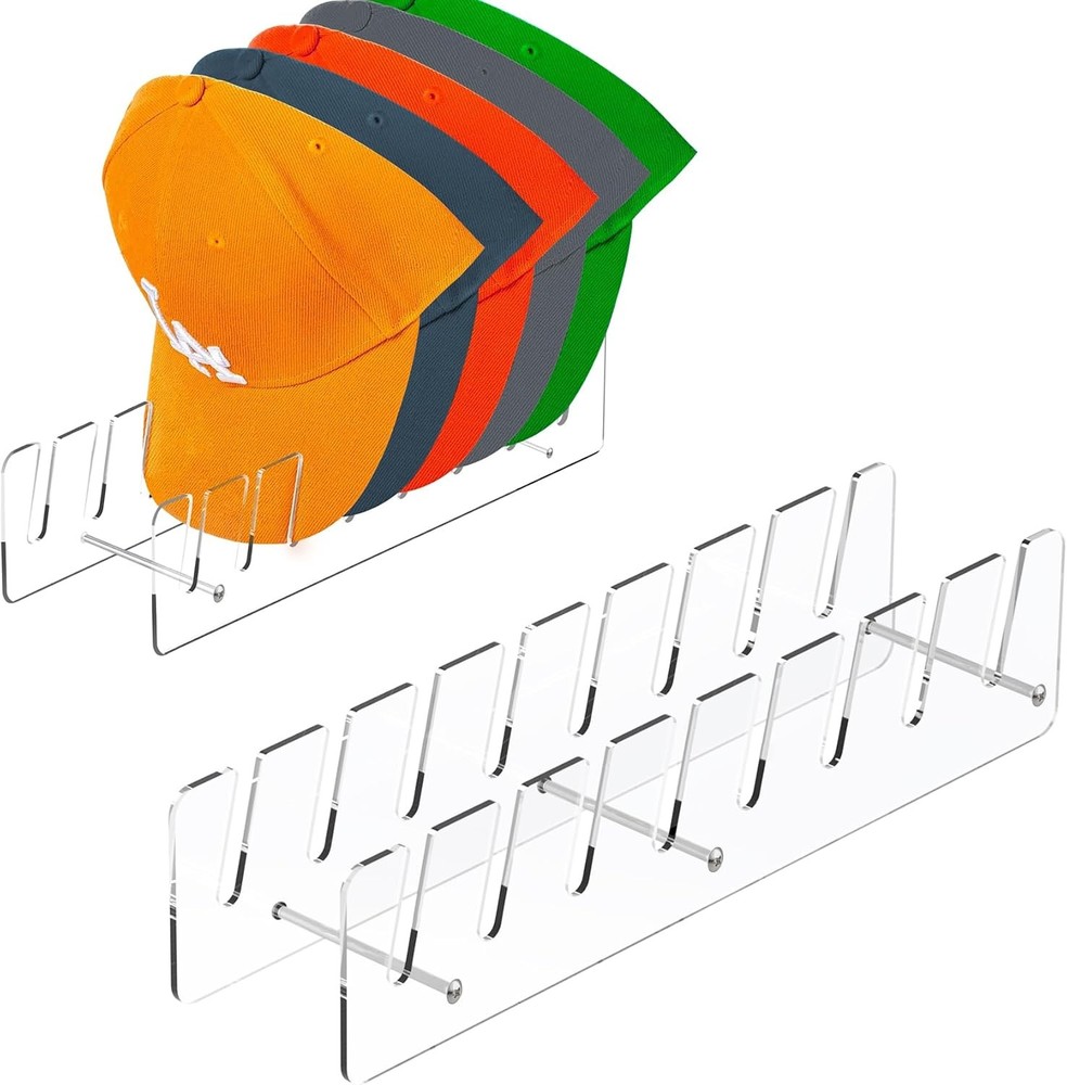 Hat Stand Organizer for Baseball Caps, Acrylic Hat Holder & Rack, 2PCS Clear