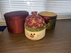 20″ Tall Snowman Holiday 3 Stackable Storage Container Gift Boxes Hard Cardboard