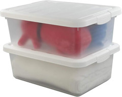 Durable 14 Quart Plastic Storage Bins with Lids – Set of 2, White