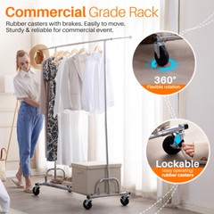 HOKEEPER 450 lbs Heavy Duty Rolling Collapsible Clothing Garment Rack w/Shelves