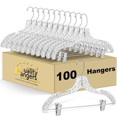 Quality Hangers Clear Plastic Hangers – Crystal Cut Hangers for Clothes – Inv…