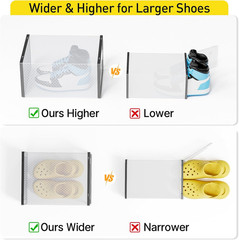 X-Large Stackable Shoe Storage Boxes with Odor Absorber – 12 Pack, Black