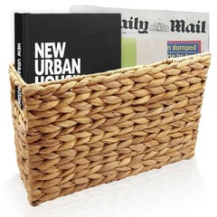 15.5×5.75×9.5 Inch Hand Woven Water Hyacinth Magazine Holder Wicker Basket