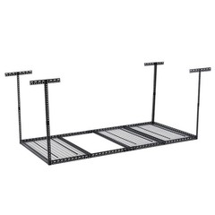 4X8FT Overhead Garage Storage Rack Ceiling Mounted Shelving w/6Vertical Posts