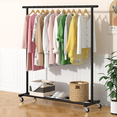 Metal Rolling Clothing Rack Adjustable Freestanding Garment Organizer with Wheel