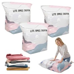 Large Capacity Vacuum Storage Bags No Pump Space Saver Compression Bags for Clot