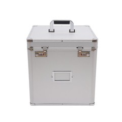 Tabletop Record Vinyl Carry Case Storage Box Locking with 50 Vinyl Record Silver