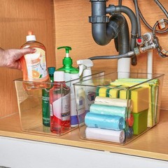 Space-Saving XL Clear Plastic Storage Containers – 6 Count for Home Organization
