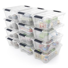 Costway 12Liter 12PCS Latch Stack Storage Box Tubs Bins Latches Handles