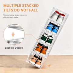 12 Pack Large Shoe Storage Box, Clear Shoe Storage Organizer with Magnetic Door
