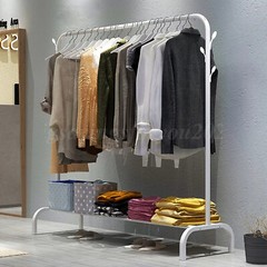 Heavy Duty Garment Hanging Rail Stand Rolling Clothes Rack Closet Storage NEW