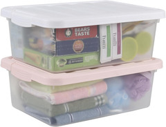 2-Pack 14 Quart Latching Plastic Storage Bins with Lids for Organizing