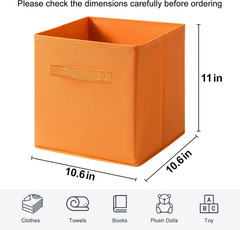 Collapsible Fabric Storage Bins – 6 Pack Cube Organizers in Dark Colors, 11 Inch