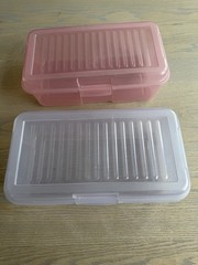 Vintage Rubbermaid Keepers Snap Case Shoe Box Clear Pink &Purple Hinged Lid 2281