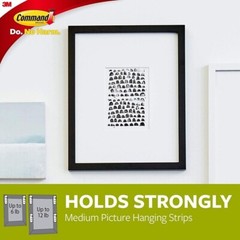 2 Packs 3M Command Medium Picture Hanging Strips Black Max 12 lb (Total 32 Pair)