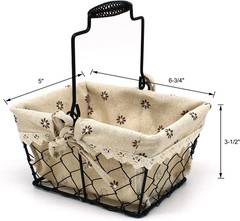 Set of 2 Rustic Chicken Wire Gift Baskets with Fabric Liner and Handle