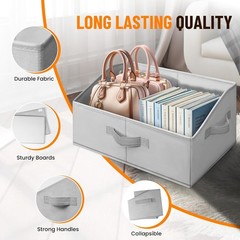 Criusia 4 Pack Large Fabric Storage Bins Collapsible w/Handles Organizer