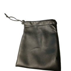 Black Faux Leather Gift Tote Storage Bag 6” X 8” Drawstring Closure