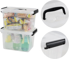 Clear Plastic Storage Box with Lid & Latch – 4 Pack, 5L Bins with Handle