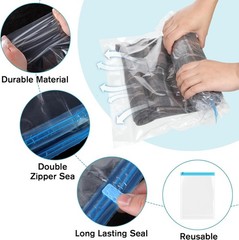 4 Roll-Up Compression Bags 19×14″ – No Pump Needed for Effortless Travel