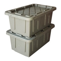 Homz 15 Gallon Durabilt Home Storage Container with Snap Lid, Green (2 Pack)