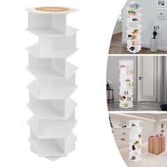7-Tier Rotating Shoe Rack Tower 360° Spinning Shoe Display Carousel White