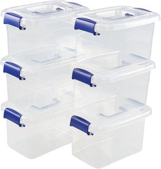 6 Pack 5 Quart Clear Latching Storage Bins with Lids for Organizing