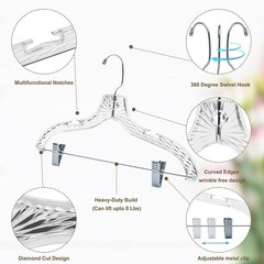 96 Quality Hangers Skirt Clear Plastic Hangers – Crystal Cut Hangers for Clothes