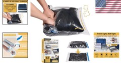 Travel Compression Bags – 12 Durable PA+PE Bags for Ultimate Packing Efficiency