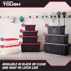 17 Gallon Medium Storage Bin with Snap Lid, Black and Red