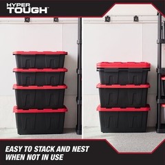 17 Gallon Medium Storage Bin with Snap Lid, Black and Red