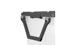 160 Qt Wheeled Storage Box Clear Plastic Bin with Latch Lid Gray