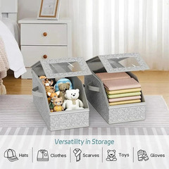 1/2x Stackable Hat Storage Organizer for Baseball Caps 24 Caps Hat Box with Lid