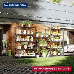 IZEUK 5-Tier Heavy Duty Metal Storage Shelving Unit (Black, 17.7″ D x 47.2″ W x