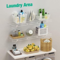 HAUSHOF 4 ft x 12in Closet Shelves Wall Mounted 2-Pack for Laundry Room Closet